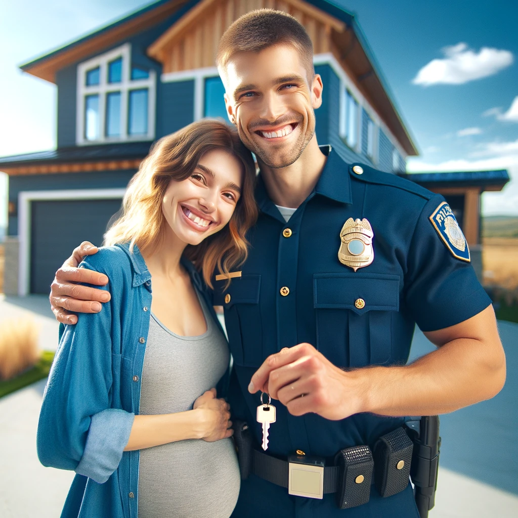 Happy Police Officer Home Buyer